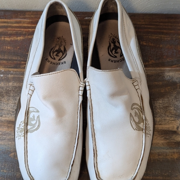 Skechers Men's Leather Canvas White Slip On Phoenix Driving Moccasins Loafer, 13 - Picture 6 of 9